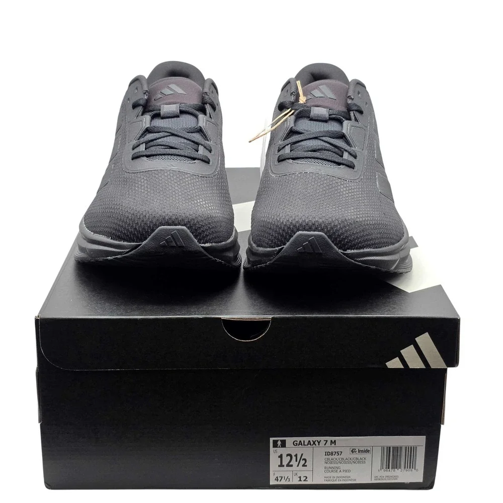 Adidas Galaxy 7 Running Shoes Men's Size 12.5 Triple Black Cloudfoam NWT ID8757